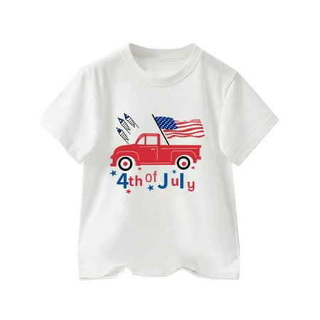 

Toddler Boys 4th Of July Text Pickup Trucks Print T Shirts Flag Shirt Kids Independence Day Patriotic Short Sleeve Tops Boy Athletic Clothe Brace Undershirt Little Boy Thermal Shirt Youth Boys Long