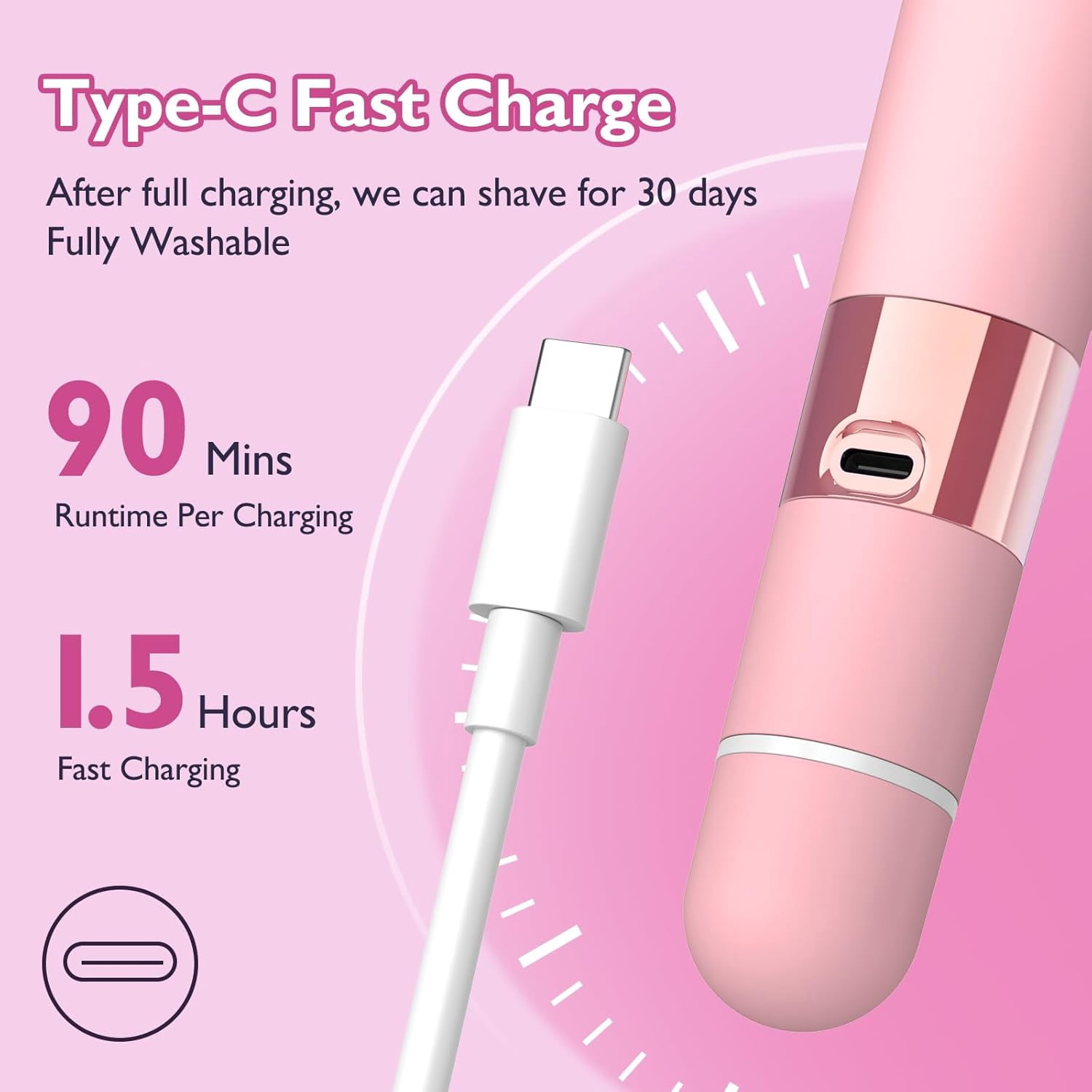 Bikini Trimmer for Women, Dual Head Electric Razors, Waterproof Pubic Hair Trimmer,Rechargeable Painless Silk Glide Pro Shaver for Underarm Leg Arm Body Face, Cherry