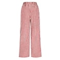 thumbnail image 6 of ClodeEU Women's Plaid Wide Leg Trousers with Elastic Waist,Lounge Y2k Trousers with Pocket Red,Womens Plus S, 6 of 8