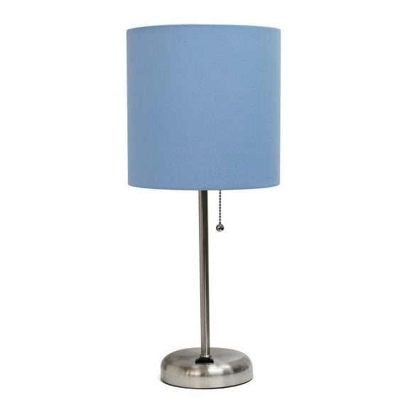 Lampe bâton Feux de la Rampe avec prise de charge et abat-jour en tissu, bleu