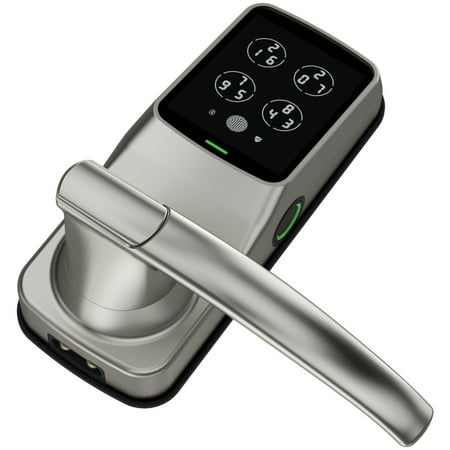 Lockly - Secure Plus Smart Lock Bluetooth Replacement Latch with Touchscreen/Fingerprint Sensor/Key Access/Auto Lock - Satin Nickel