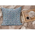 thumbnail image 2 of Japanese Fluffy Throw Pillow Cushion Cover, Geometric Chevron Repeating Pattern in Watercolor Style Abstract Art, Decorative Square Accent Pillow Case, 28" x 28", Pale Blue Orange, by Ambesonne, 2 of 5