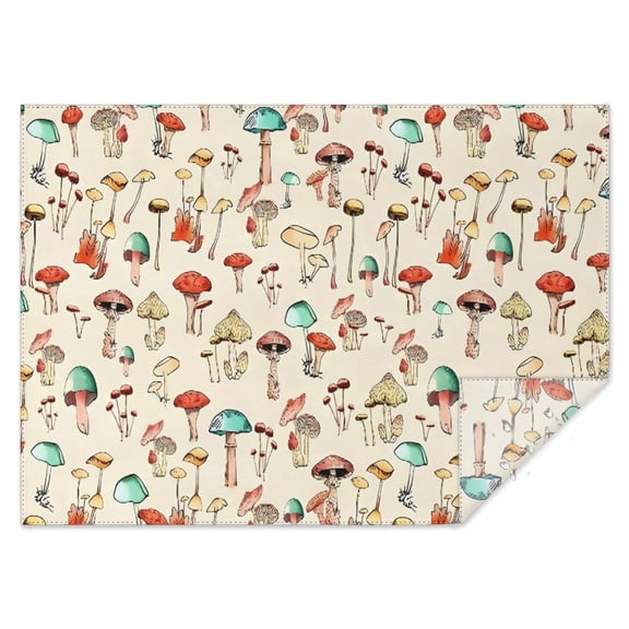 Red Mushroom Plant Light Pattern Rectangle Tablecloth 60"x84",Waterproof Polyester Rectangle Table Cloth, Wipeable Spillproof Polyester Tablecloth for Dining, Camping, Indoor and Outdoor