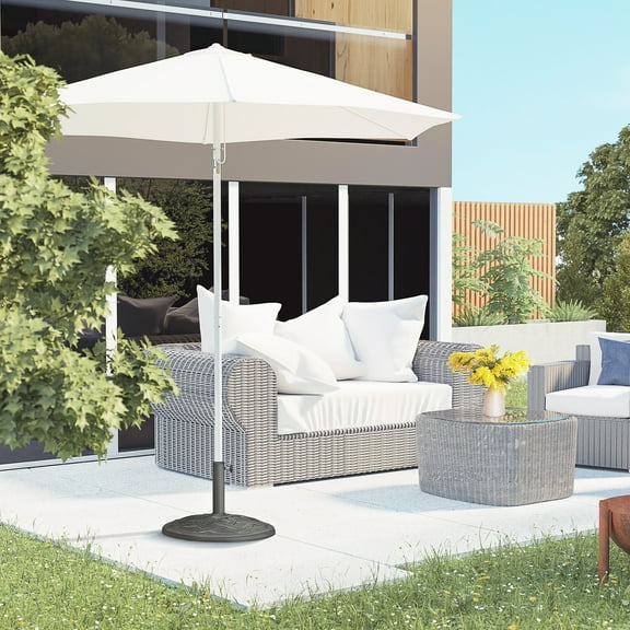 Outsunny 22" 42 lbs Round Resin Umbrella Base Stand Market Parasol Holder with Beautiful Decorative Pattern & Easy Setup, Bronze