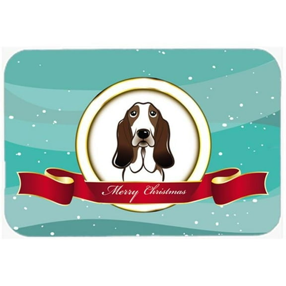 Caroline's Treasures Basset Hound Merry Christmas Glass Cutting Board Large