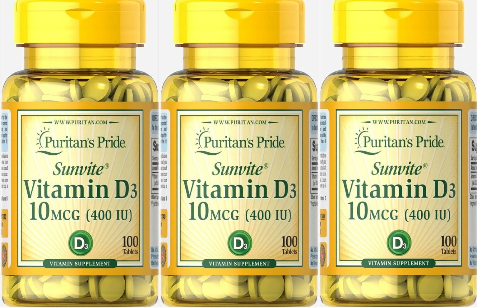Puritan's Pride Vitamin D3 400 IU 2 Pack