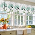 thumbnail image 4 of 2 Pack Teal Floral Valance for Window Teal Tulips Green Leaf Watercolor Plant Kitchen Valance Rod Pocket Short Curtain Topper Decorative Window Treatment for Living Room Bedroom 42"x18", 4 of 8