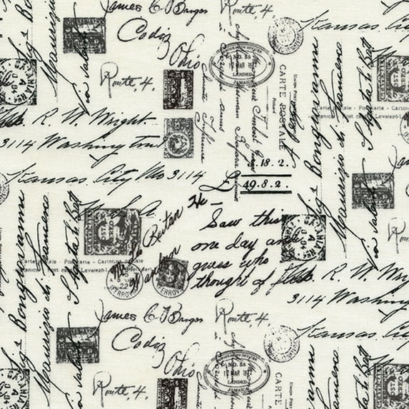 Timeless Treasures Script Cursive Writing Cream 100% Cotton Fabric by The Yard