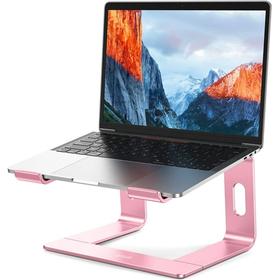 LS03 Aluminum Laptop Stand, Ergonomic Detachable Computer Stand, Notebook Holder Compatible with Air, Pro, Dell, HP, Lenovo More 10-15.6" Laptops, Pink