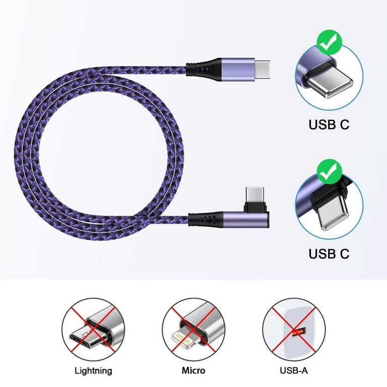 90 Degree 4-in-1 Multi Charging Cable 2 Pack - Right Angle USB Cable For Phones & Devices