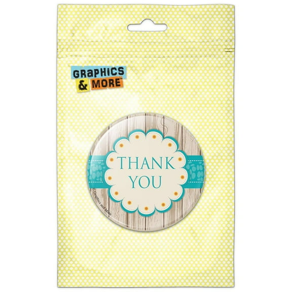 Thank You Flower on Wood Teal Refrigerator Button Magnet