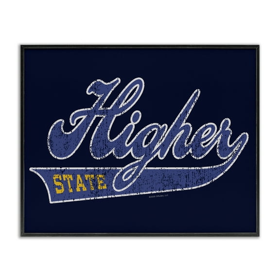 Stupell Industries Higher State Varsity Style Text & Numbers Painting Black Framed Art Print Wall Art, 14 x 11