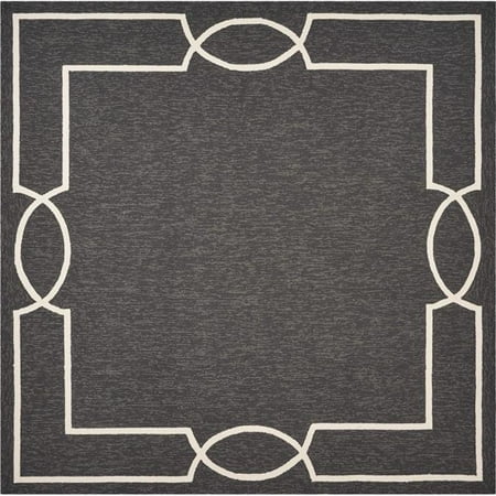HomeRoots 354112 7 ft. Square UV-Treated Polypropylene Onyx Area Rug