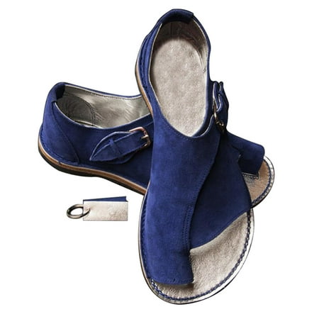 

HRSR Women Comfy Platform Sandal Bunion Corrector Beach Travel Shoes for Summer(Blue 43)