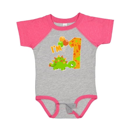 

Inktastic Happy Dinosaur First Birthday-green Gift Baby Boy or Baby Girl Bodysuit