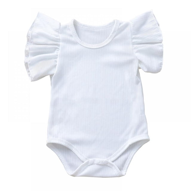 Summer Newborn Baby Girls Ruffles Romper Short Sleeve Jumpsuit Knitted Romper Summer Outfits