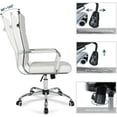 thumbnail image 4 of Home Office Chair Ribbed, Modern Leather Conference Room Chairs, Ergonomic Office Desk Chair, High Back Executive Computer Chair, Adjustable Swivel Chair with Arms (White), 4 of 16