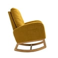 thumbnail image 3 of Modern Fabric Rocking Chair with Padded Seat, Solid Wood Frame Rocking Chair with Armrest and Side Storage Pocket, Suitable for Bedroom, Living Room and Lounge Room, Musterd Yellow, 3 of 7