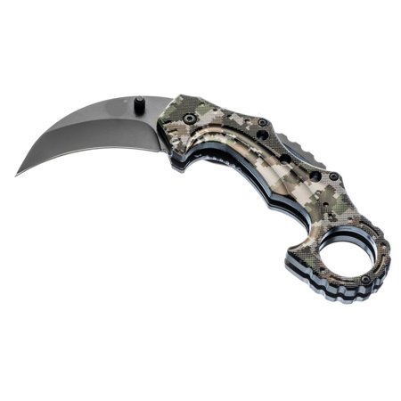 ASR Outdoor Hawkbill Style Folding Knife Digital Camo Pocket Blade (4