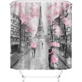 thumbnail image 3 of 4Pcs Paris Eiffel Tower Pink Shower Curtain Sets Bathroom Set Decor with Non-Slip Rugs Bath U-Shaped Mat Toilet Lid Cover Waterproof Valentine Bathroom Curtains Shower Set with 12 Hooks, 3 of 7
