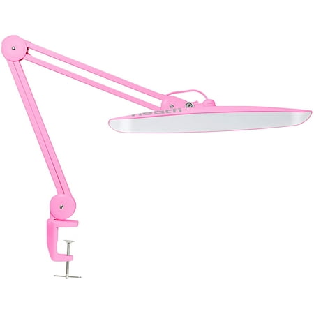 Neatfi XL 2,200 Lumens LED Task Lamp with Clamp, 24W Super Bright Desk Lamp, 117 Pcs SMD LED, 20 Inches Wide Lamp, 4 Level Brightness, Dimmable, Eye-Caring LED Lamp, Table Clamp LED Light (Pink)