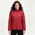 thumbnail image 3 of Winter Coat Women Long-Sleeve Water-Resistant Puffer Jacket with Hooded, Burgundy S, 3 of 8