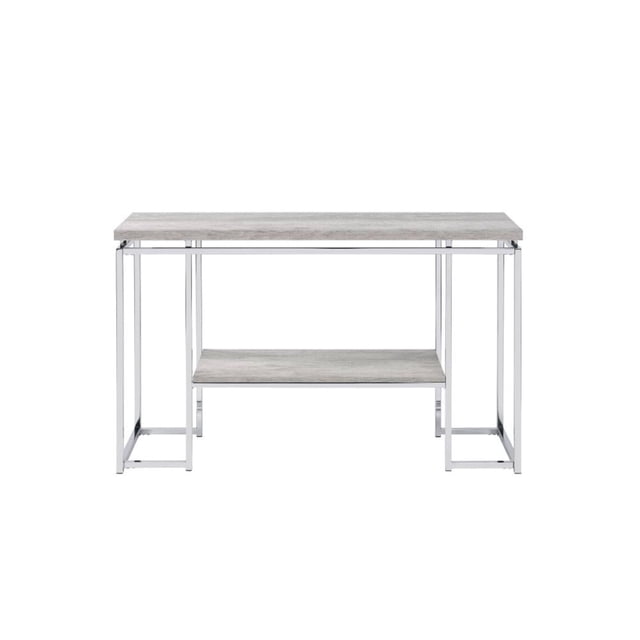 Mesa de sofá Casafoyer Chafik con tapa de madera de roble cromado