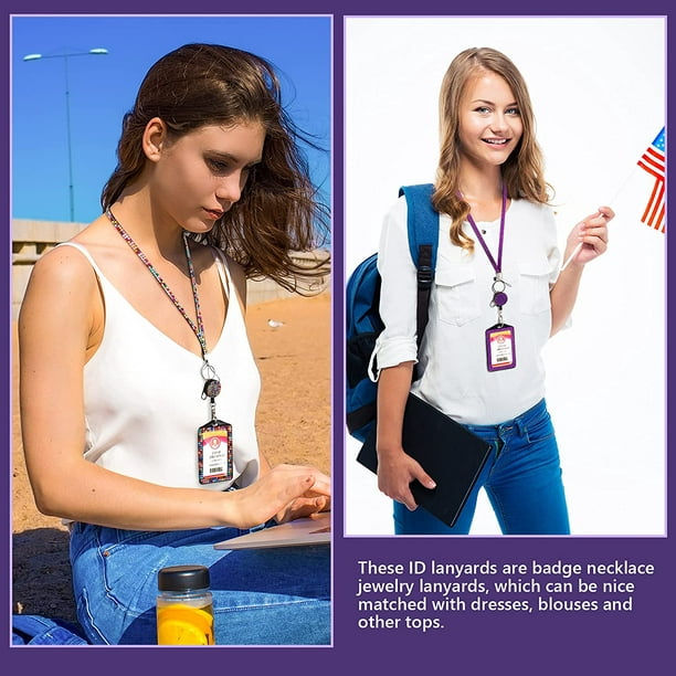Retractable ID Badge Holder Set, Multipurpose Shiny Bling Rhinestone Badge  Reel Keychain with Belt Clip, Key Ring, ID Badge Strap for Nurse, Teacher