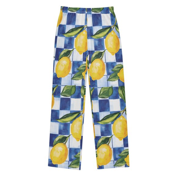 FORMRS Kids Pajama Pants with Pockets Size 6-8Y Boys Lounge Sleep Bottoms, Lemon Checkered