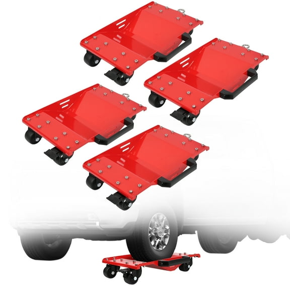 Telyswee Car Dolly Set of 4 with Tow Hooks, 8000LBS Capacity Car Dollies with Sidebar & Thickened Handles, Car Wheel Dolly with Brakes, Car Dolly, Wheel Dolly for Moving Cars, Trucks & Vehicles