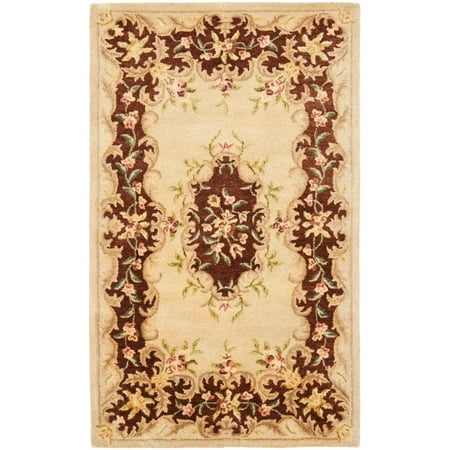 SAFAVIEH Bergama Drummond Floral Bordered Wool Area Rug, Ivory/Rust, 3' x 5'
