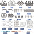 thumbnail image 2 of DIY 10 Pairs Chandelier Charms Earring Making Kit Boho Charms for Jewelry Making Feather Charms Cone Charms Flat Round Charms Head Pins Eye Pins Jump Rings Antique Silver Adult Women, 2 of 9