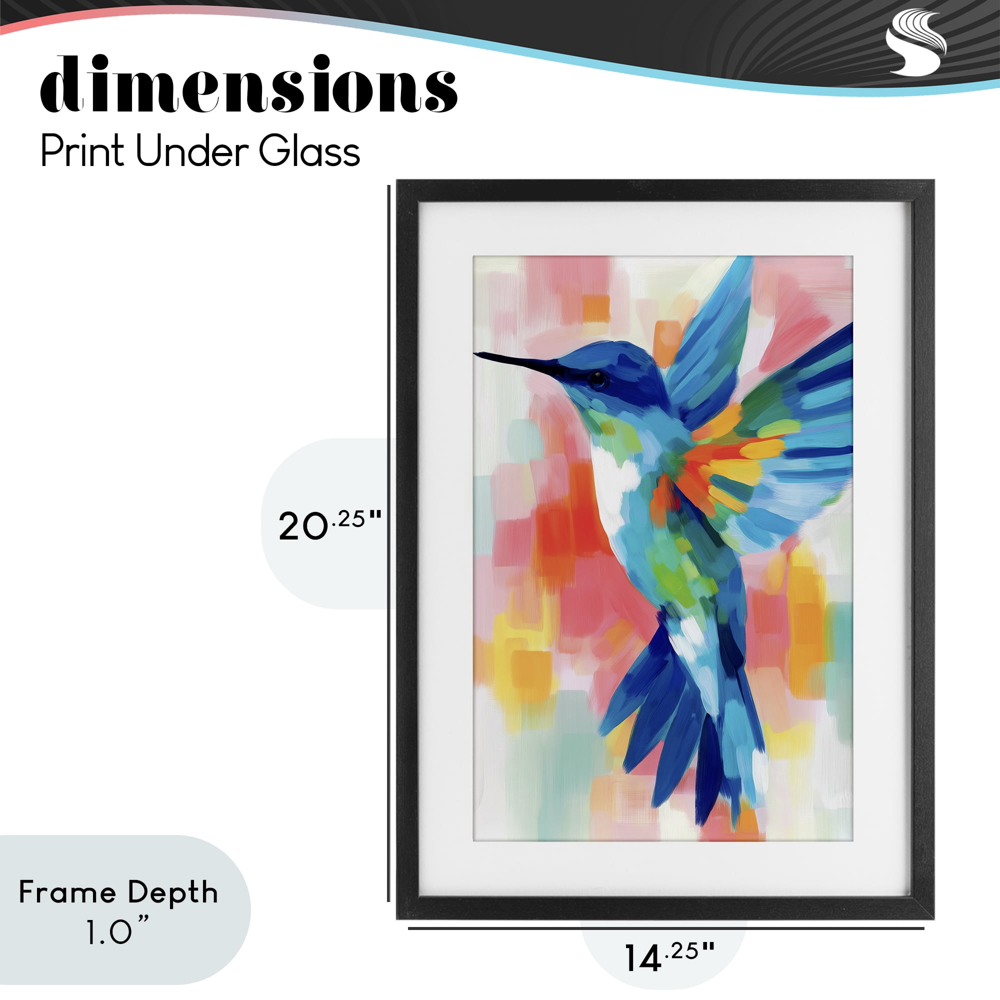 Stupell Industries Blue Hummingbird in Flight Black Framed Print Under Glass, design by Chromatic Storm Studio