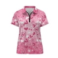 thumbnail image 4 of Garronmavis Golf Shirt for Women Zipper Casual Tennis Shirts Short Sleeve Collar Workout Athletic Shirts Womens Valentines Golf Shirt, Valentines Pink Hearts, Size 2XL, 4 of 7