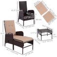 thumbnail image 3 of Outsunny Ensemble de Conversation en Osier d'Extérieur avec Fauteuil Inclinable, Tabouret, 3 of 10