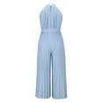 thumbnail image 6 of Caitzr Women's Sexy Summer Jumpsuit Sleeveless Halter Back Keyhole Waist Bandage Pleated Wide Leg Palazzo Pants Romper, 6 of 7
