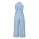 thumbnail image 5 of VISgogo Traje de una pieza para mujer, mono de pierna ancha plisado con vendaje en la cintura sin mangas en color sólido VISgogo moda, 5 of 6