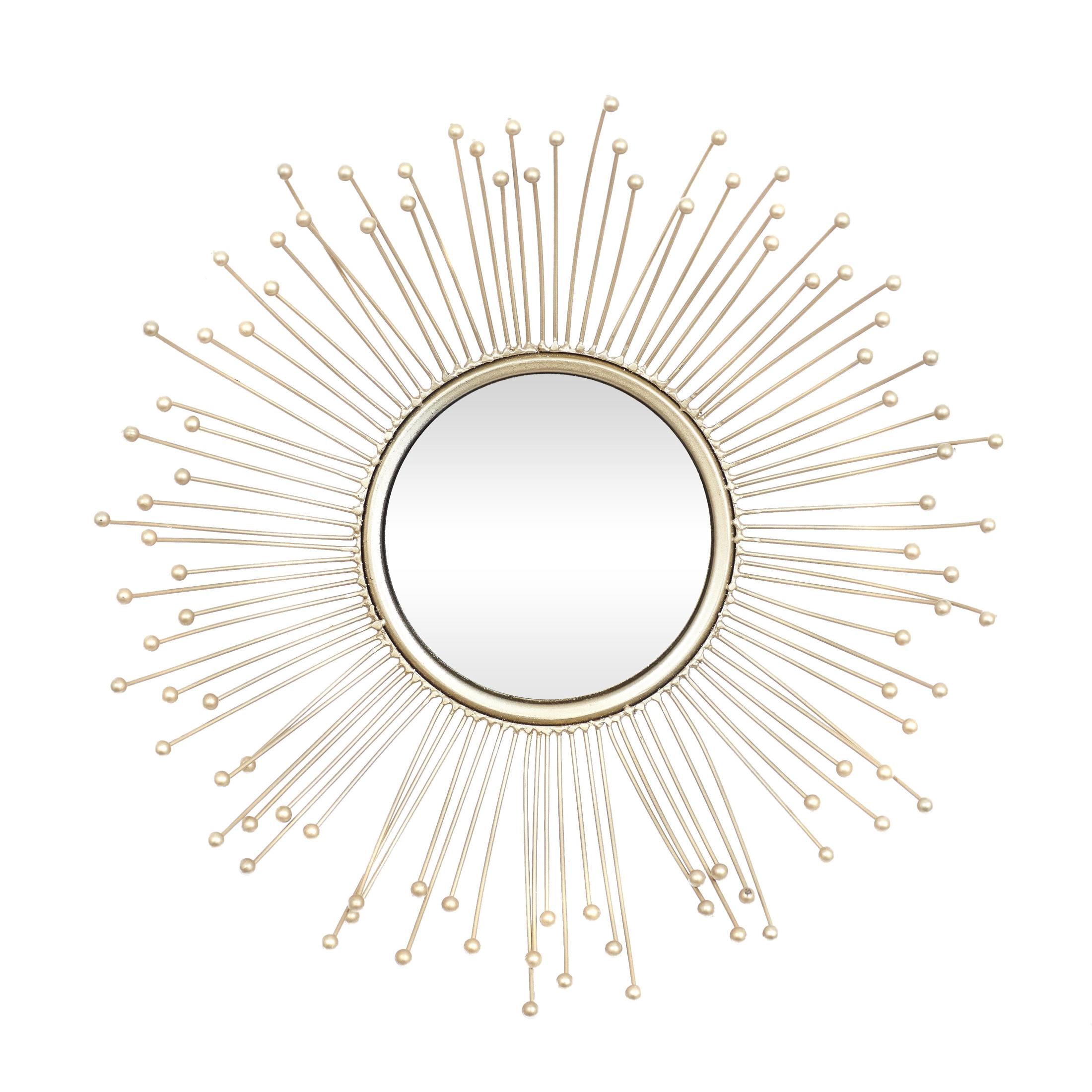DecMode 16", 15", 12"D Gold Starburst Wall Mirror, Set of 3