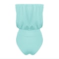 thumbnail image 5 of Women's One Piece Bikini Swimsuit Tube Top Off Shoulder Sexy Solid Color Swimsuit for Beach Pool Party,Sky Blue,S, 5 of 7