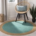 thumbnail image 2 of Safavieh Natural Fiber Round Collection NF801E Handmade Boho Braided Jute Area Rug, 6' x 6' Round, Teal, 2 of 4