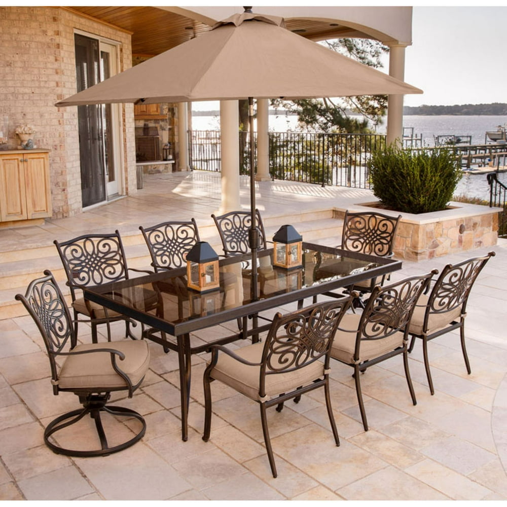 Hanover Outdoor Traditions 9-Piece Dining Set with 42