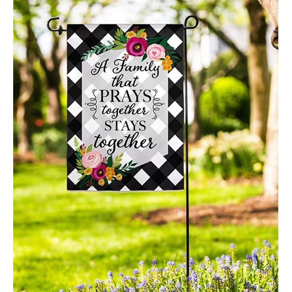 Evergreen Family That Prays Together Garden Suede Flag