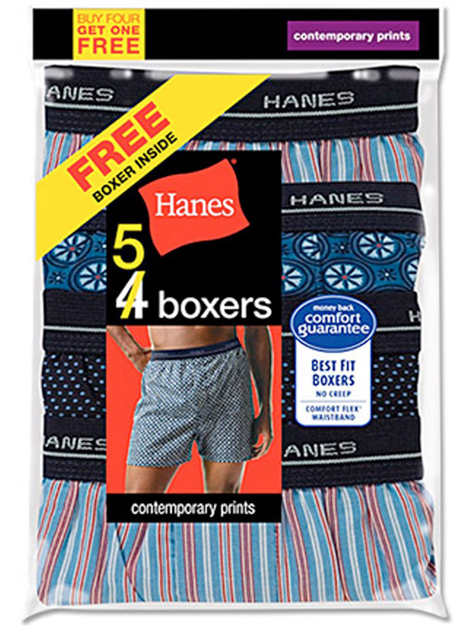 Hanes Men's Red Label Comfort Flex Woven Boxers, Style 832BX5 - Walmart.com