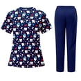 thumbnail image 4 of Hogleaql Uniforms Scrubs Set for Women Crew Neck Tooth Printed Short Sleeve Jogger Suit with Multi Pockets Nurse Tops & Cargo Pant 2025 Medical Nursing Uniform Casual Workwear Scrub Sets Navy S, 4 of 4