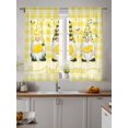 thumbnail image 4 of Sheer Curtains 72 Inches Long 2 Panels Set for Bedroom, Lemon Gnomes Semi Sheer Curtains for Windows, Summer Botanical Fruit Yellow Buffalo Plaid Voile Window Treatments Rod Pocket Curtain, 4 of 7