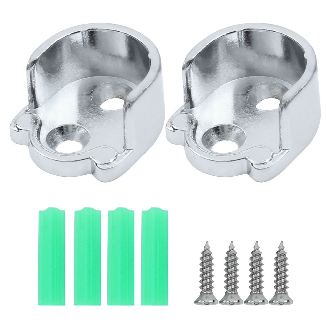 Wardrobe Closet Rod Flange Bracket Support Hanger Silver Tone 19mm Dia