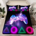 thumbnail image 2 of Manfei Cartoon Console Twin Sheet Sets,Modern Video Game Twin Fitted Sheet,Triangle Circle Pattern Flat Sheet For Boys Teens,Super Cozy Room Decor,3-Piece, 2 of 7