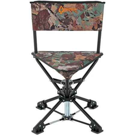 360° Swivel Hunting Blind Tripod Stool Folding Chair No Sink Feet Carrying Case Steel Frame Camo Fishing High-Grade 600D Canvas
