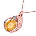 thumbnail image 3 of 0.85 Carat Oval Shape Gemstone In Center With Side Diamond Antique Design Pendant Necklace For Woman Crafted In 10k Rose White and Yellow Gold With 18 Gold Plated Over 925 Sterling Silver Box Chain, 3 of 4