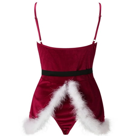 

Women Sexy Naughty Santa Lingerie Comfortable and Charming Nightgown Gift for Christmas Birthday New Year Red M